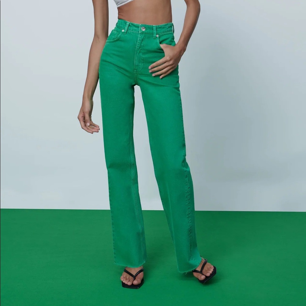 Zara - green - wide leg jeans